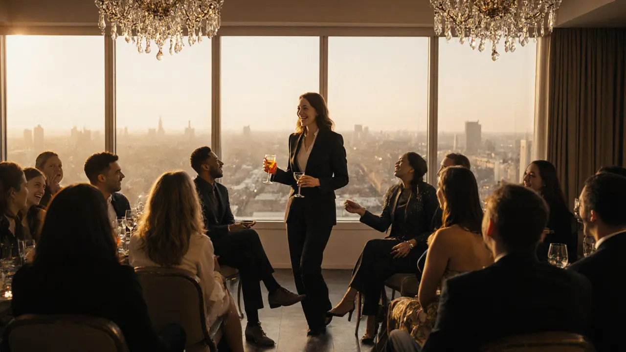 Een professionele begeleider ondersteunt gasten op een luxe muziekfeest in Rotterdam.